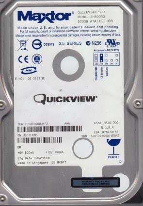 3H500R0 Maxtor 500GB IDE 3.5 Inch Hard Drive