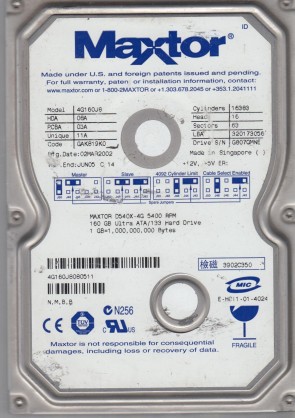 Maxtor4G160J8160 GBIDE3.5