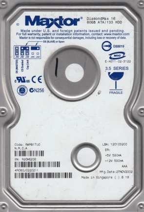 4R060J0 Maxtor 60GB IDE 3.5 Inch Hard Drive