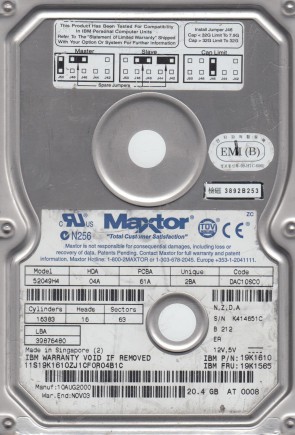 Maxtor52049H420490 MBIDE3.5