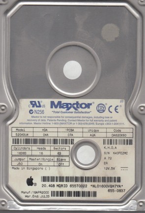 52049U4 Maxtor 20.4GB IDE 3.5 Inch Hard Drive