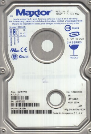 5A300J0 Maxtor 300GB IDE 3.5 Inch Hard Drive
