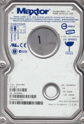 6B080P0 Maxtor 80GB IDE 3.5 Inch Hard Drive