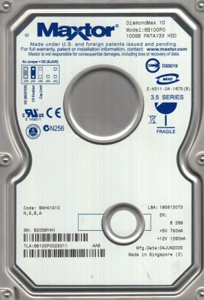 6B100P0 Maxtor 100GB IDE 3.5 Inch Hard Drive