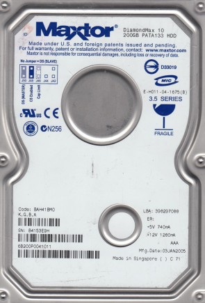 6B200P0 Maxtor 200GB IDE 3.5 Inch Hard Drive
