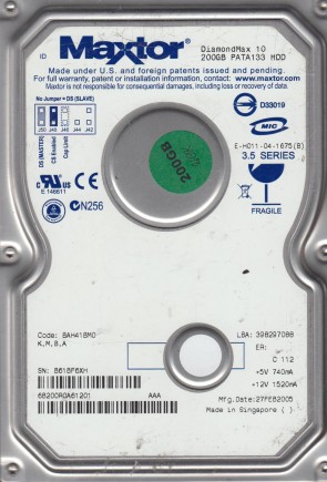 Maxtor6B200R0200 GBIDE3.5
