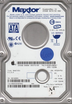 6B250S0 Maxtor 250GB SATA 3.5 Inch Hard Drive