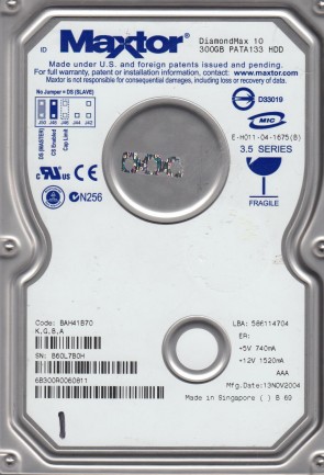 6B300R0 Maxtor 300GB IDE 3.5 Inch Hard Drive