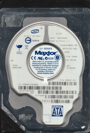 6E040T0 Maxtor 40GB SATA 3.5 Inch Hard Drive