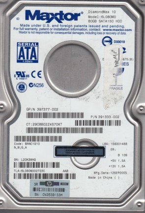 6L080M0 Maxtor 80GB SATA 3.5 Inch Hard Drive