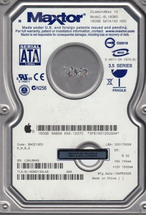 6L160M0 Maxtor 160GB SATA 3.5 Inch Hard Drive
