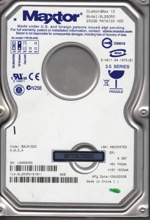 6L250R0 Maxtor 250GB IDE 3.5 Inch Hard Drive