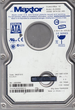 6L300S0 Maxtor 300GB SATA 3.5 Inch Hard Drive