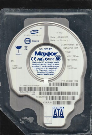 6N040T0 Maxtor 40GB SATA 3.5 Inch Hard Drive