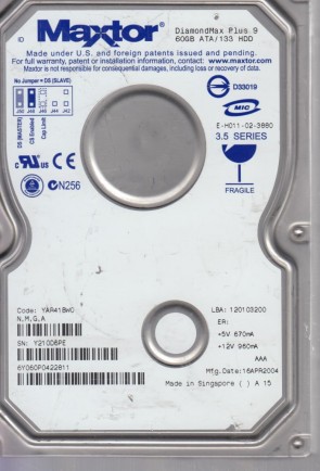 Maxtor6Y060P060 GBIDE3.5