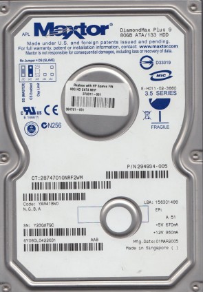6Y080L0 Maxtor 80GB IDE 3.5 Inch Hard Drive