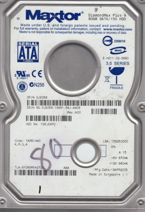 6Y080M0 Maxtor 80GB SATA 3.5 Inch Hard Drive