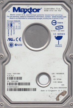 6Y080P0 Maxtor 80GB IDE 3.5 Inch Hard Drive