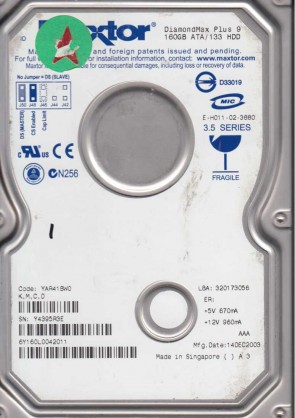 6Y160L0 Maxtor 160GB IDE 3.5 Inch Hard Drive