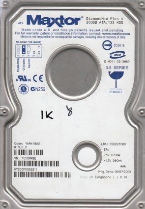 6Y200P0 Maxtor 200GB IDE 3.5 Inch Hard Drive