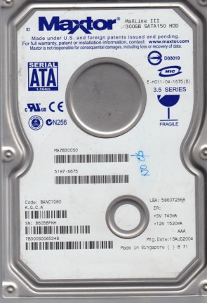 7B300S0 Maxtor 300GB SATA 3.5 Inch Hard Drive