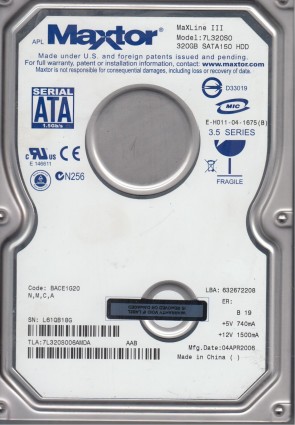 7L320S0 Maxtor 320GB SATA 3.5 Inch Hard Drive