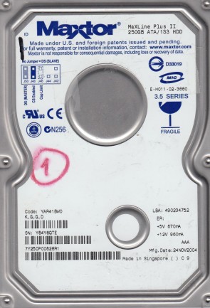 7Y250P0 Maxtor 250GB IDE 3.5 Inch Hard Drive