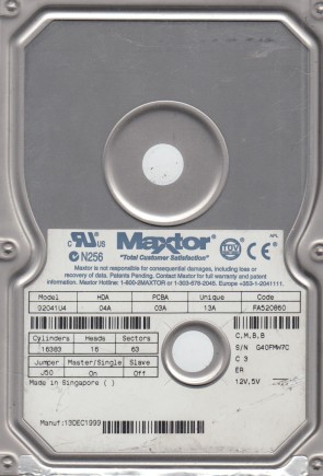 92041U4 Maxtor 20.4GB IDE 3.5 Inch Hard Drive