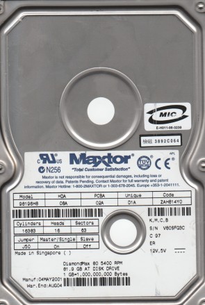 98196H8 Maxtor 81.9GB IDE 3.5 Inch Hard Drive