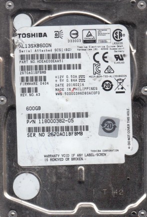 AL13SXB600N Toshiba 600GB SAS 2.5 Inch Hard Drive