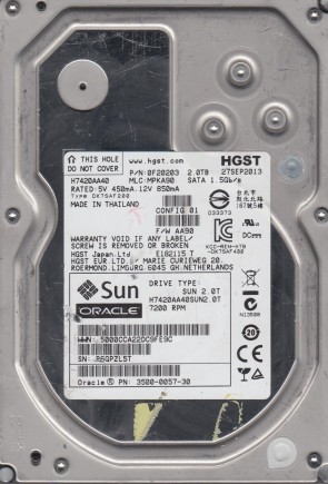 H7420AA40SUN2.0T Hitachi 2TB SATA 3.5 Inch Hard Drive