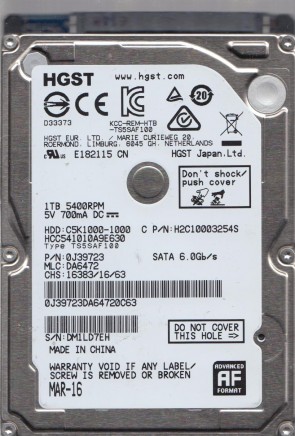 HCC541010A9E630 Hitachi 1TB SATA 2.5 Inch Hard Drive