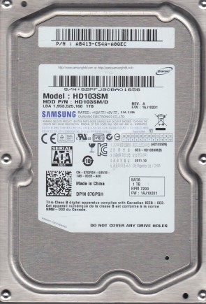 HD103SM Samsung 1TB SATA 3.5 Inch Hard Drive