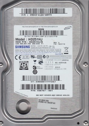 HD251HJ Samsung 250GB SATA 3.5 Inch Hard Drive