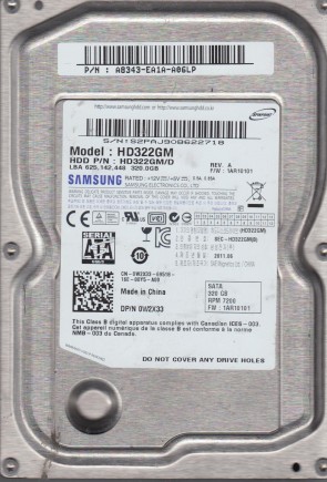 HD322GM Samsung 320GB SATA 3.5 Inch Hard Drive