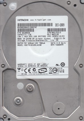 HDE721010SLA330 Hitachi 1TB SATA 3.5 Inch Hard Drive