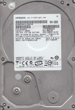 HDE721050SLA330 Hitachi 500GB SATA 3.5 Inch Hard Drive