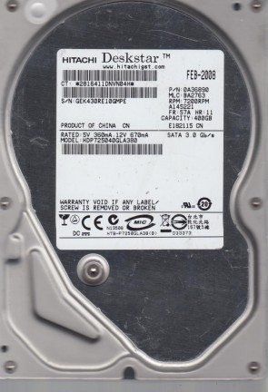 HDP725040GLA380 Hitachi 400GB SATA 3.5 Inch Hard Drive