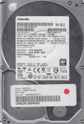 HDS5C3020BLE630 Toshiba 2TB SATA 3.5 Inch Hard Drive