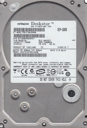 HDS721075KLA330 Hitachi 750GB SATA 3.5 Inch Hard Drive