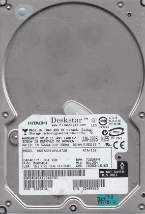 HitachiHDS722516VLAT20160 GBIDE3.5
