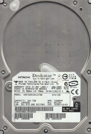 HDS722516VLAT80 Hitachi 164.7GB IDE 3.5 Inch Hard Drive