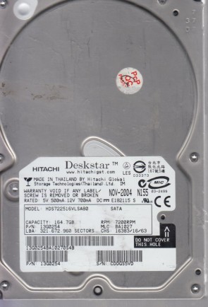 HitachiHDS722516VLSA80160 GBSATA3.5