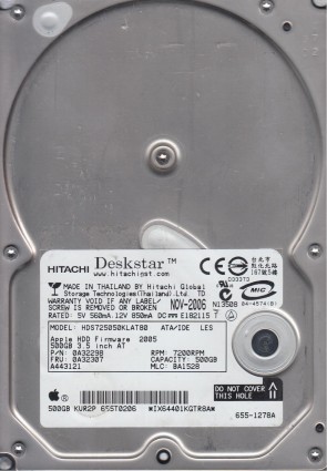 HDS725050KLAT80 Hitachi 500GB IDE 3.5 Inch Hard Drive