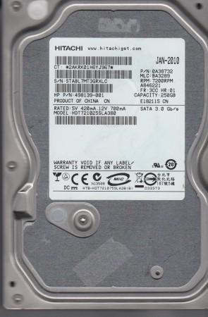 HDT721025SLA380 Hitachi 250GB SATA 3.5 Inch Hard Drive