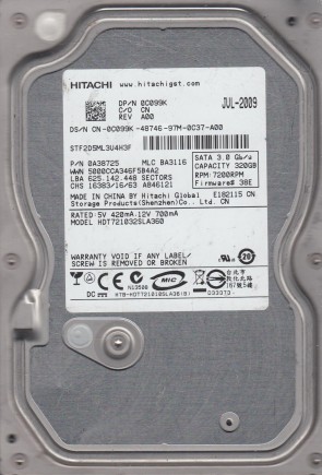 HDT721032SLA360 Hitachi 320GB SATA 3.5 Inch Hard Drive
