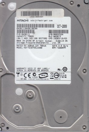 HitachiHDT721075SLA380750 GBSATA3.5