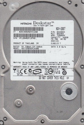 HDT725032VLA380 Hitachi 320GB SATA 3.5 Inch Hard Drive