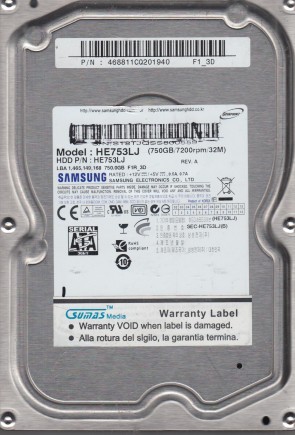 HE753LJ Samsung 750GB SATA 3.5 Inch Hard Drive