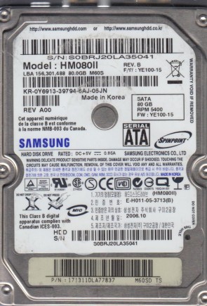 HM080II Samsung 80GB SATA 2.5 Inch Hard Drive